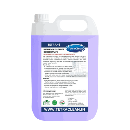 TETRA-9 Bathroom Cleaner Concentrate – De-Scaler & Hard Water Stain Remover (5L)