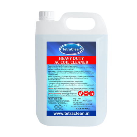 TetraClean Heavy Duty AC Coil Cleaner | Removes Rust, Cement, and Heavy Dust | Ideal for Exterior Condensers (5L) Red